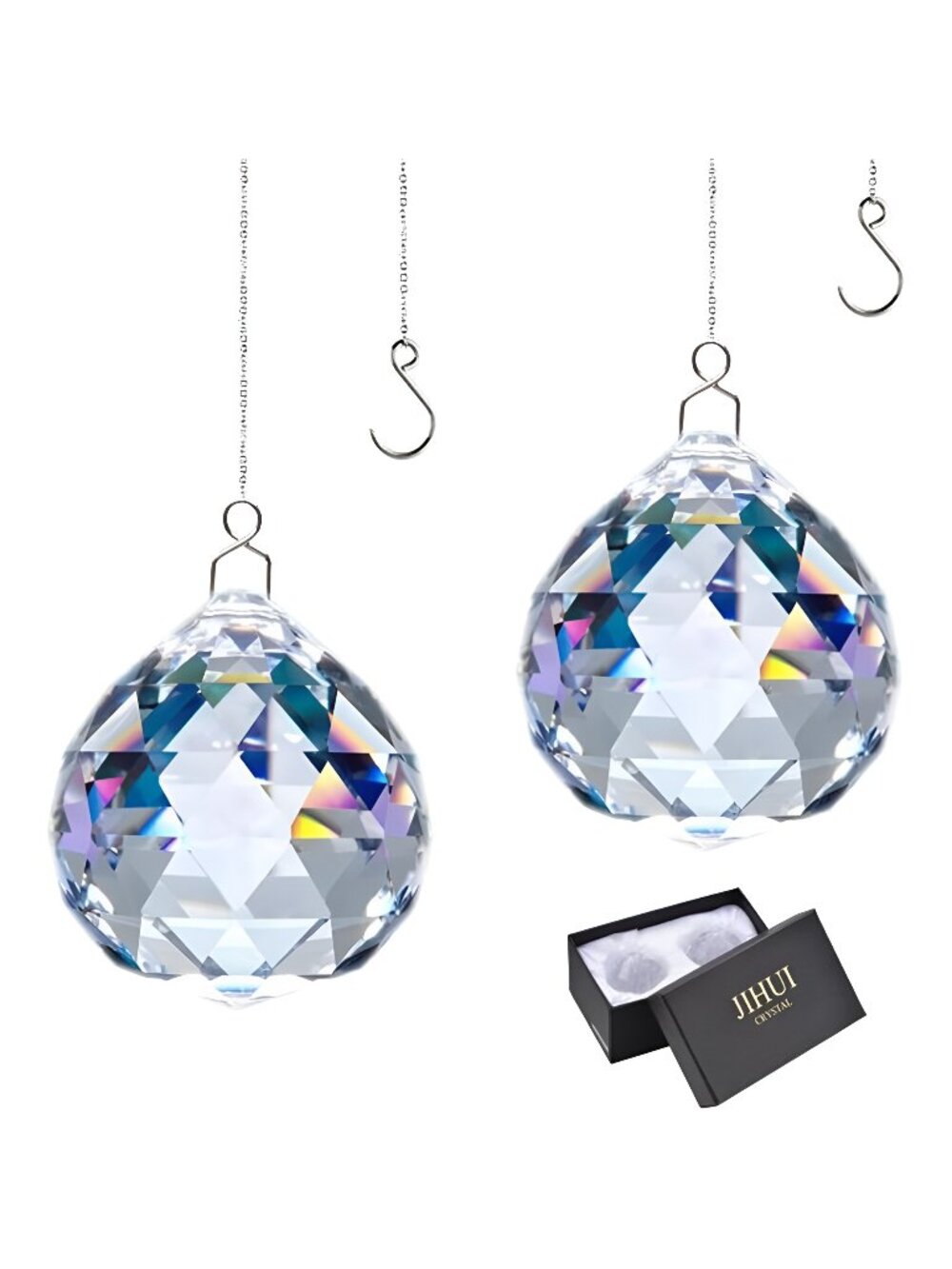 Suncatcher Crystals Ball Prism Window Rainbow Maker with Chain 40mm 2 Pack